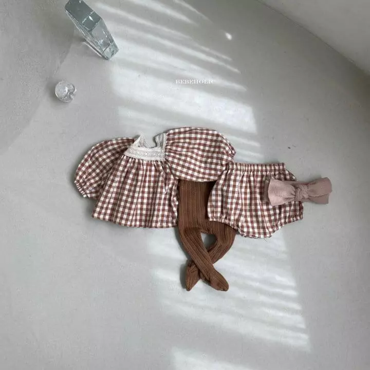 Bebe Holic - Korean Baby Fashion - #babyoninstagram - Bobo Check Top Bottom Set - 4