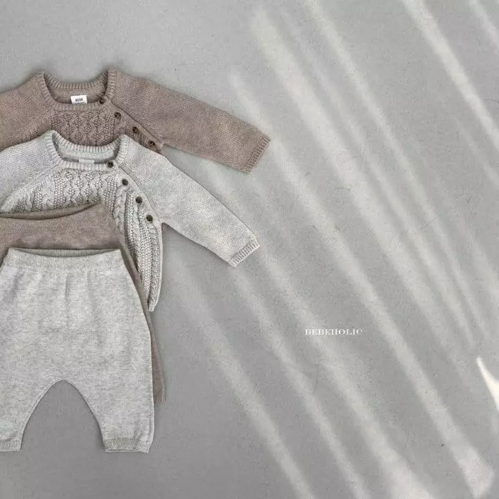 Bebe Holic - Korean Baby Fashion - #babyootd - Twist Knit Top Bottom Set - 9