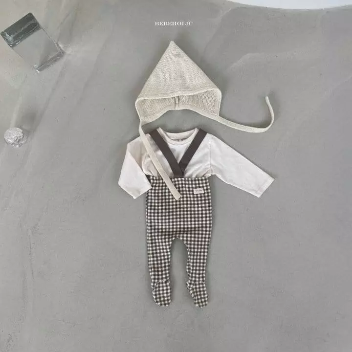 Bebe Holic - Korean Baby Fashion - #babyoutfit - Check Dungarees Leggings - 5