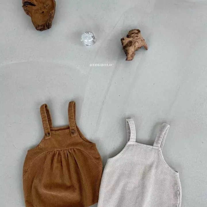 Bebe Holic - Korean Baby Fashion - #babyoutfit - Wrinkle Dungarees Bodysuit - 8