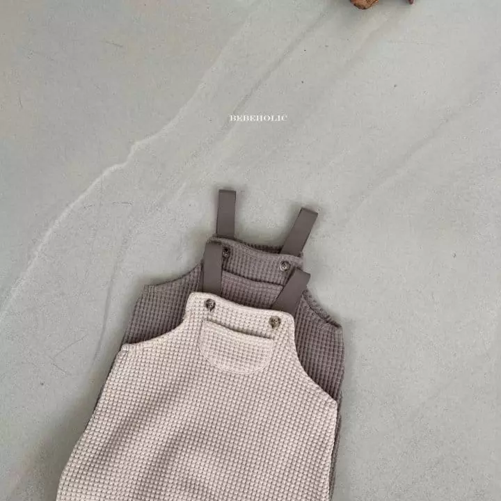 Bebe Holic - Korean Baby Fashion - #babyoutfit - Waffle Dungarees Bodysuit - 8