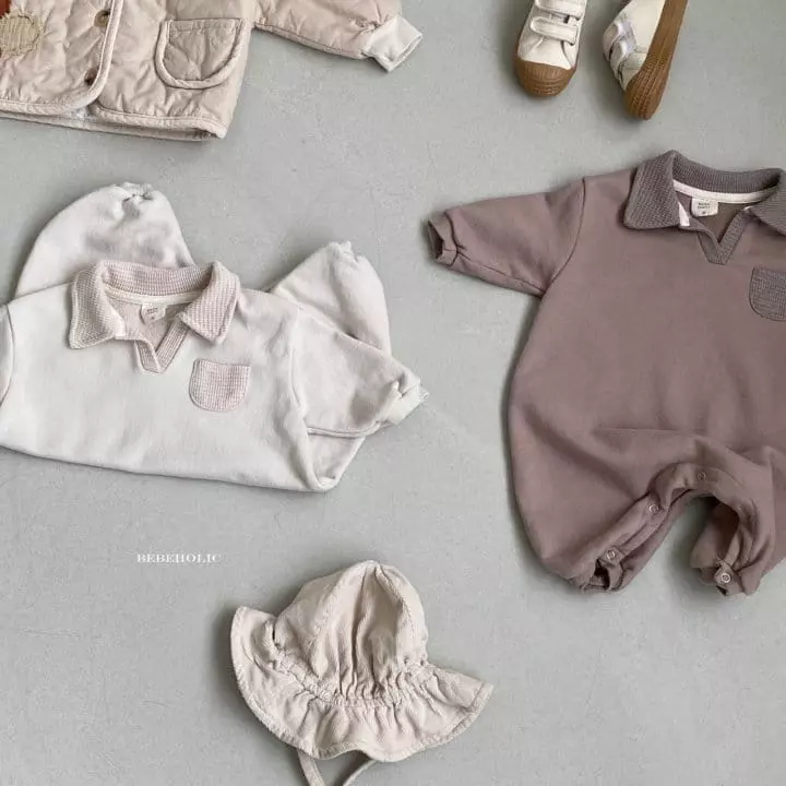 Bebe Holic - Korean Baby Fashion - #babyoutfit - Waffle Collar Bodysuit - 2