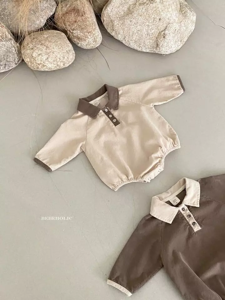 Bebe Holic - Korean Baby Fashion - #babyoutfit - Dean Collar Shirt Bodysuit - 9