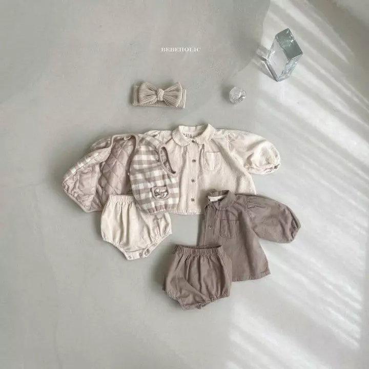 Bebe Holic - Korean Baby Fashion - #babyoutfit - Circle Collar Top Bottom Set - 3