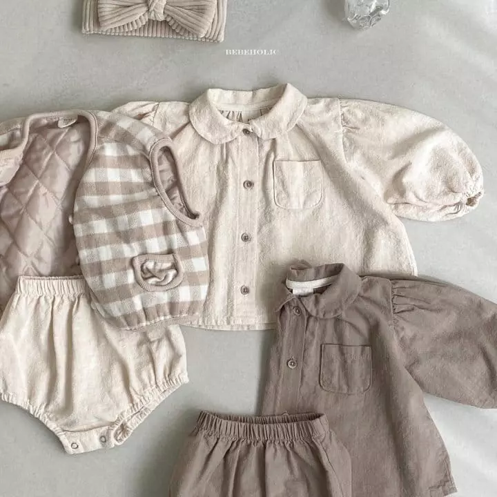 Bebe Holic - Korean Baby Fashion - #babyoutfit - Circle Collar Top Bottom Set - 4