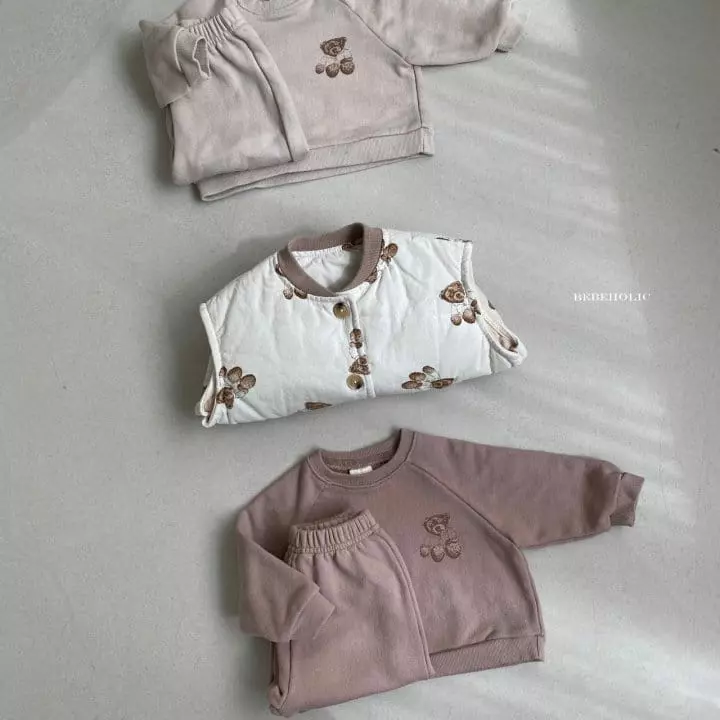 Bebe Holic - Korean Baby Fashion - #babyoutfit - Bear Top Bottom Set - 2