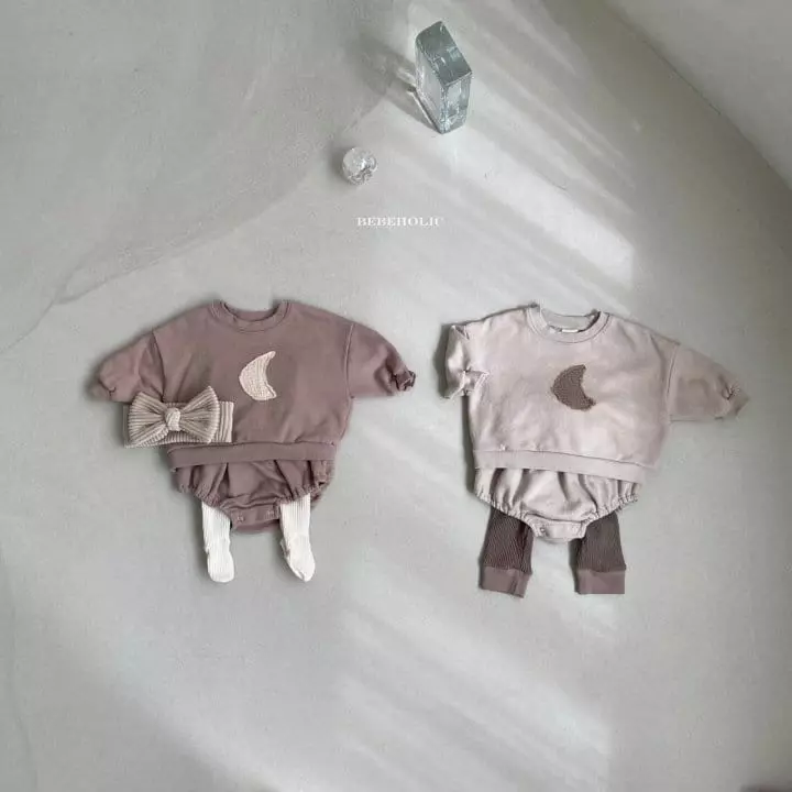 Bebe Holic - Korean Baby Fashion - #babyoutfit - Moon Top Bottom Set