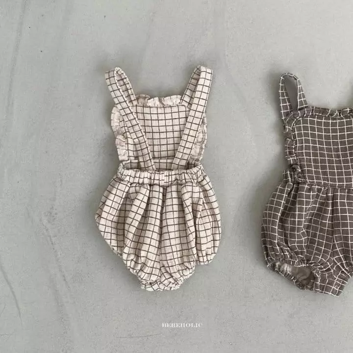 Bebe Holic - Korean Baby Fashion - #babywear - Yoru Check Dungarees Bodysuit - 11