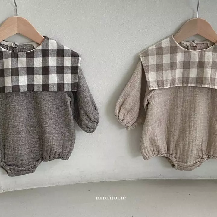 Bebe Holic - Korean Baby Fashion - #babywear - Check Collar Bodysuit - 9