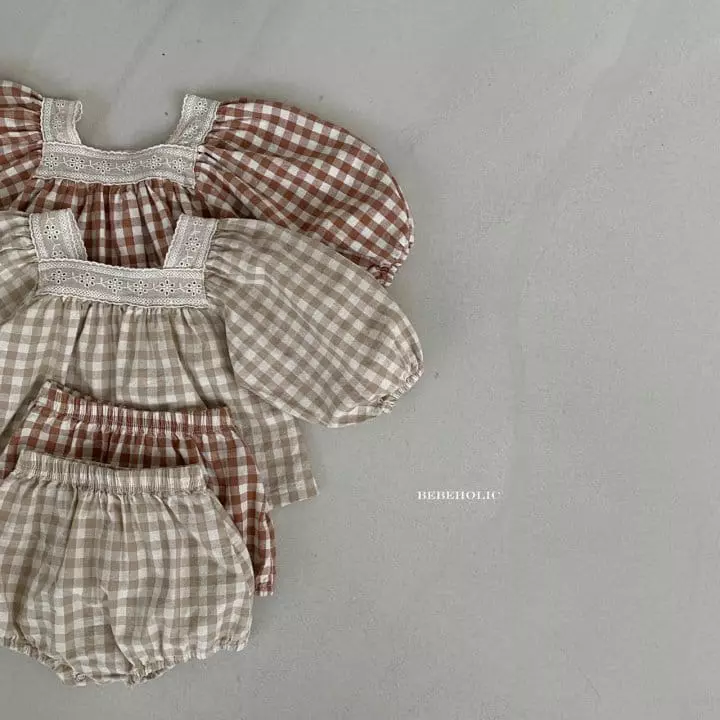 Bebe Holic - Korean Baby Fashion - #babywear - Bobo Check Top Bottom Set - 7