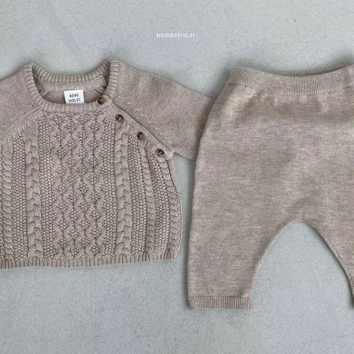 Bebe Holic - Korean Baby Fashion - #babywear - Twist Knit Top Bottom Set - 12