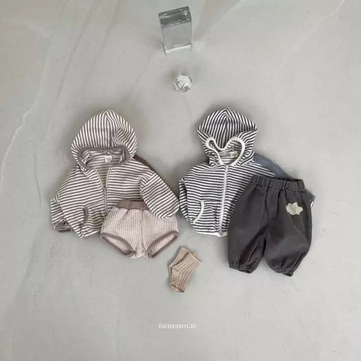 Bebe Holic - Korean Baby Fashion - #onlinebabyboutique - Tape Hoody Zip-up