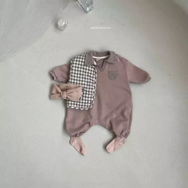 Bebe Holic - Korean Baby Fashion - #babywear - Waffle Collar Bodysuit - 4