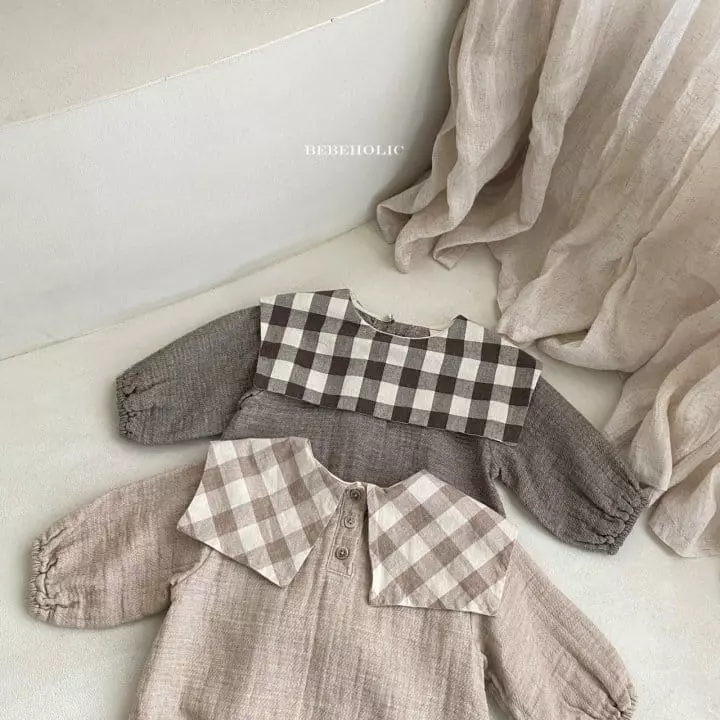 Bebe Holic - Korean Baby Fashion - #onlinebabyboutique - Check Collar Bodysuit - 10