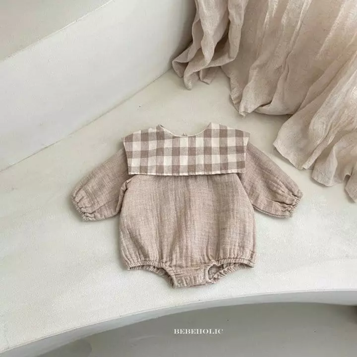 Bebe Holic - Korean Baby Fashion - #onlinebabyshop - Check Collar Bodysuit - 11