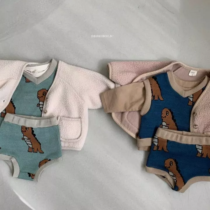 Bebe Holic - Korean Baby Fashion - #onlinebabyshop - Knit Vest Top Bottom Set - 2