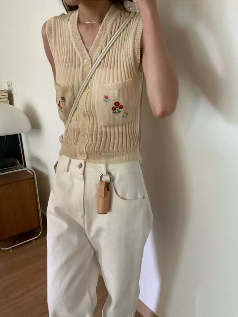 Breathe - Korean Women Fashion - #shopsmall - Flower Knit Vest - 9