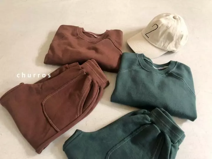 Churros - Korean Children Fashion - #fashionkids - Stitch Color Top Bottom Set - 8