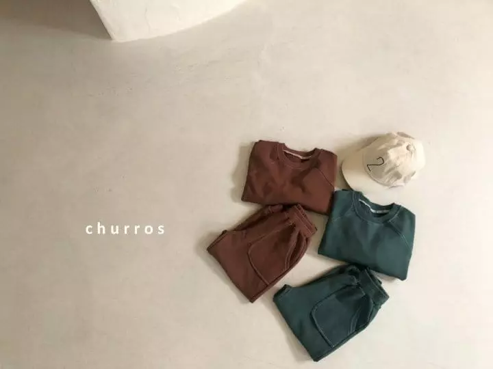 Churros - Korean Children Fashion - #prettylittlegirls - Stitch Color Top Bottom Set - 2