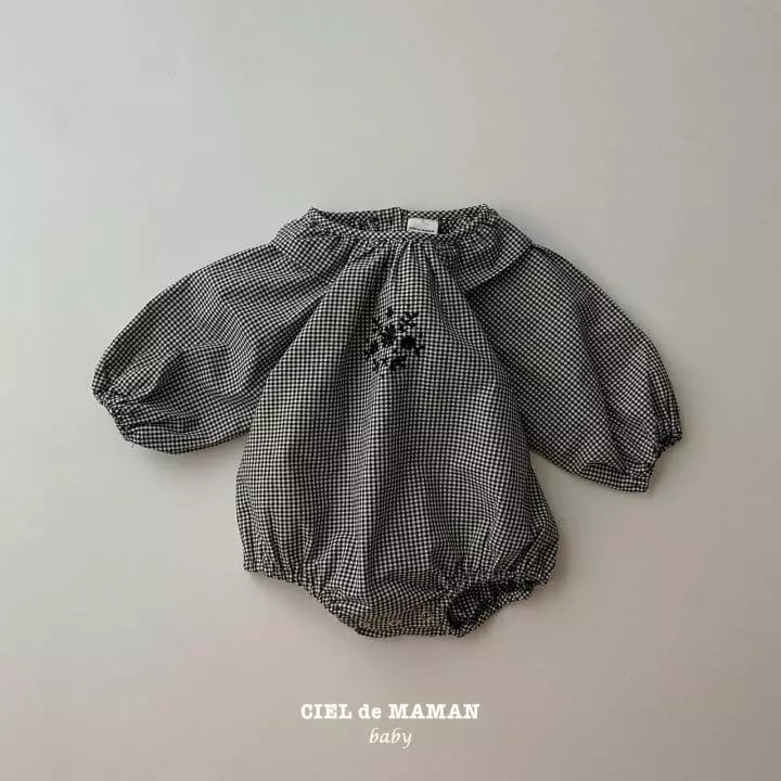Ciel De Maman - Korean Baby Fashion - #babyboutiqueclothing - Small Check Embroidery Bodysuit