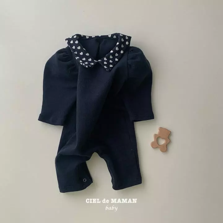 Ciel De Maman - Korean Baby Fashion - #babyclothing - Heart Collar Bodysuit - 2