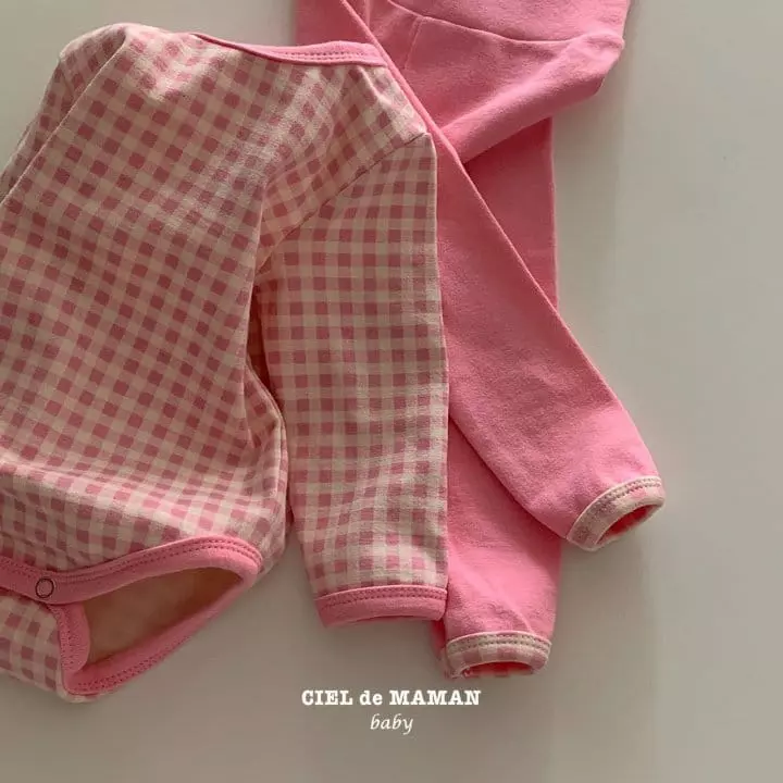 Ciel De Maman - Korean Baby Fashion - #babyclothing - Check Bodysuit Set