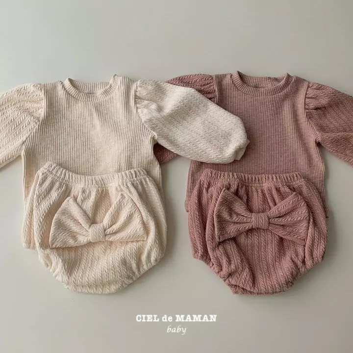 Ciel De Maman - Korean Baby Fashion - #babyclothing - Ribbon Bloomer Set - 3