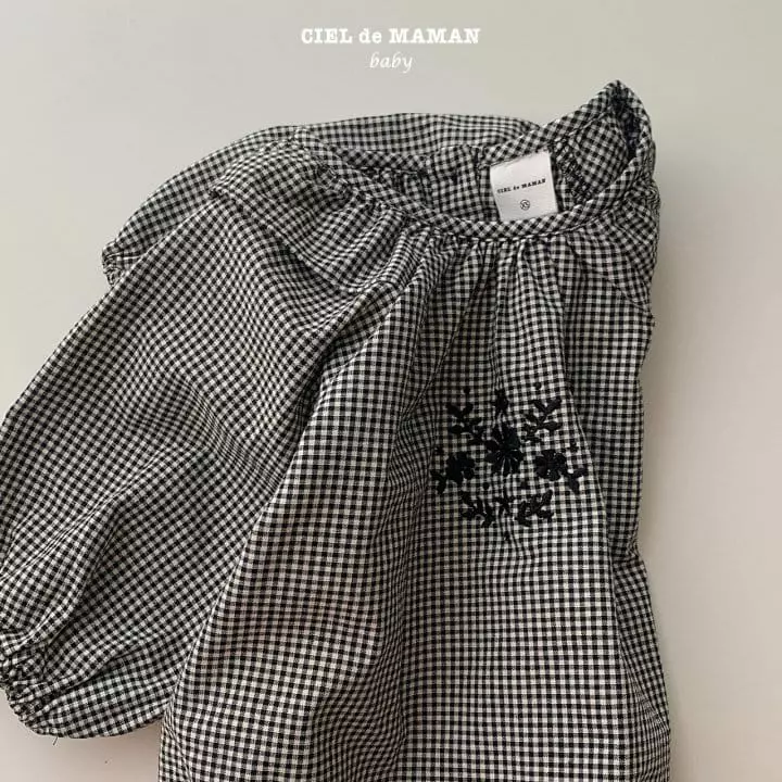 Ciel De Maman - Korean Baby Fashion - #babyclothing - Small Check Embroidery Bodysuit - 2