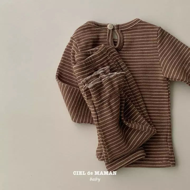 Ciel De Maman - Korean Baby Fashion - #babyclothing - Stripes Top Bottom Set - 4