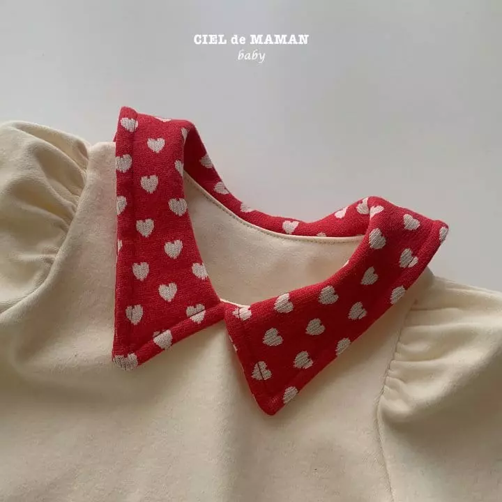 Ciel De Maman - Korean Baby Fashion - #babyfashion - Heart Collar Bodysuit - 3