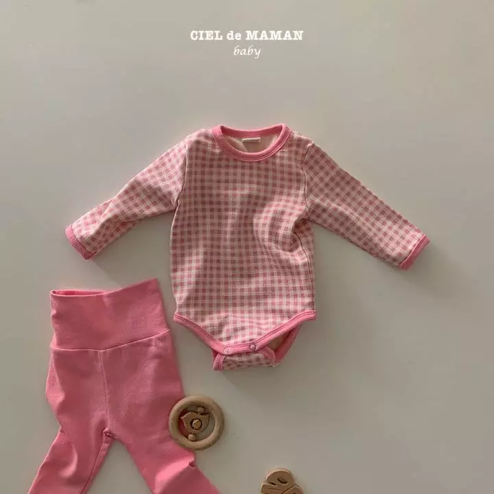 Ciel De Maman - Korean Baby Fashion - #babyfashion - Check Bodysuit Set - 2