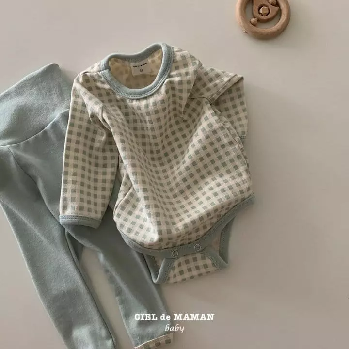 Ciel De Maman - Korean Baby Fashion - #babyfever - Check Bodysuit Set - 3