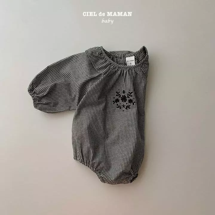 Ciel De Maman - Korean Baby Fashion - #babyfashion - Small Check Embroidery Bodysuit - 4