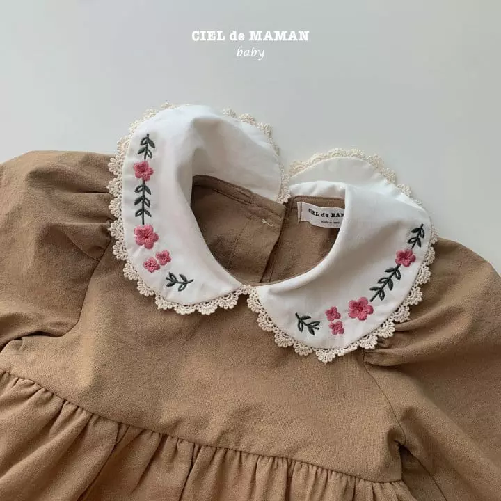 Ciel De Maman - Korean Baby Fashion - #babyfever - Flower Embroidery Bodysuit - 3