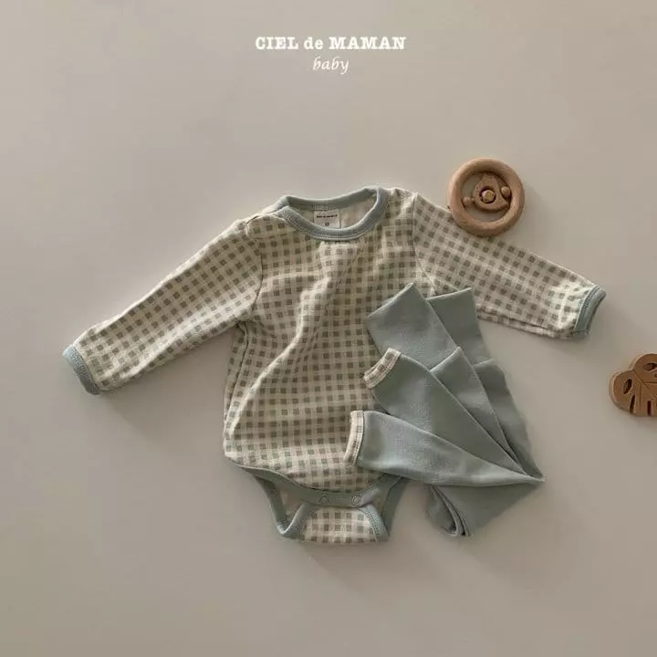 Ciel De Maman - Korean Baby Fashion - #babyfever - Check Bodysuit Set - 4