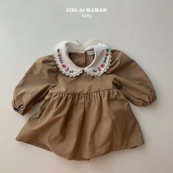 Ciel De Maman - Korean Baby Fashion - #babyfever - Flower Embroidery Bodysuit - 4