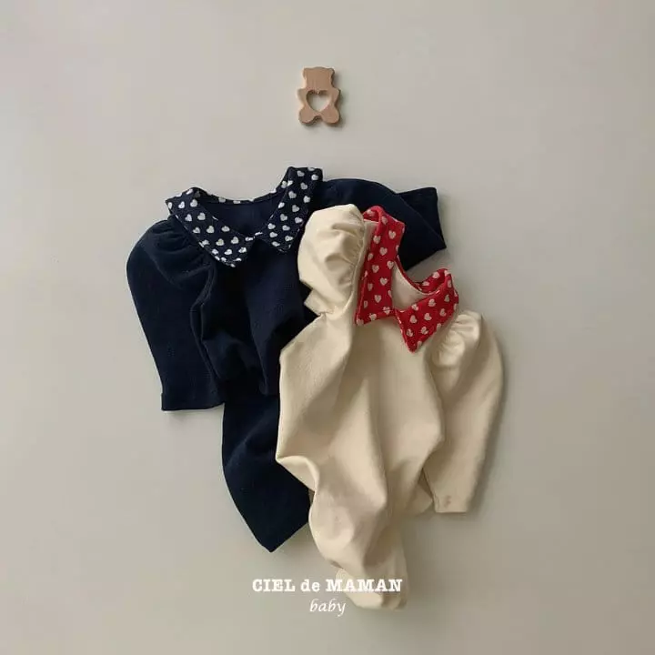 Ciel De Maman - Korean Baby Fashion - #babylifestyle - Heart Collar Bodysuit - 6