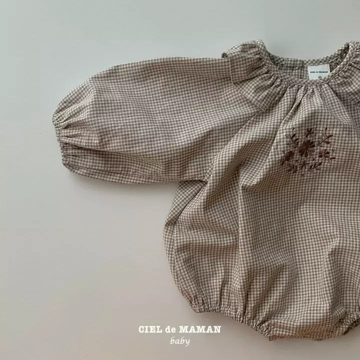 Ciel De Maman - Korean Baby Fashion - #babylifestyle - Small Check Embroidery Bodysuit - 6