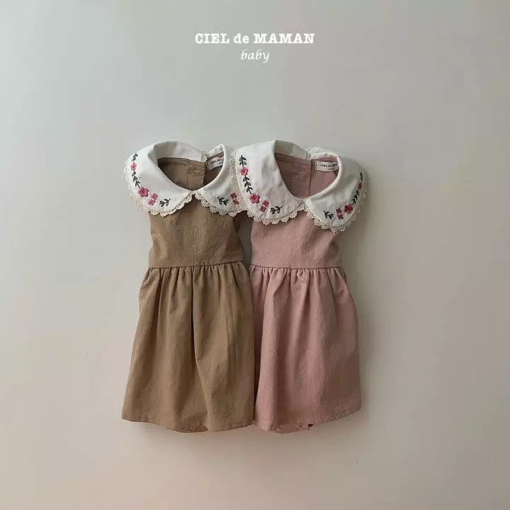 Ciel De Maman - Korean Baby Fashion - #babylifestyle - Flower Embroidery Bodysuit - 5