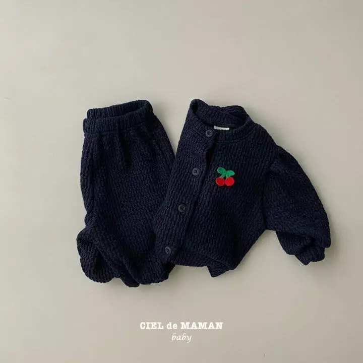Ciel De Maman - Korean Baby Fashion - #babyoninstagram - Cherry Cardigan Top Bottom Set - 9