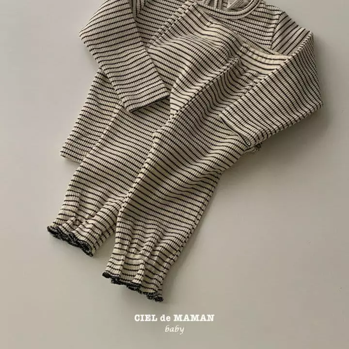 Ciel De Maman - Korean Baby Fashion - #babyoninstagram - Stripes Top Bottom Set - 8