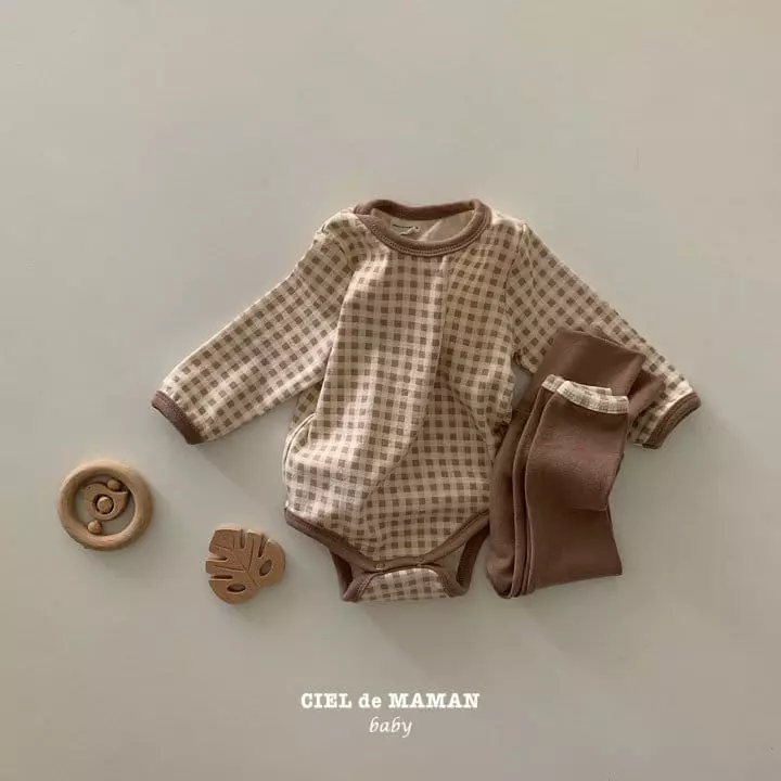 Ciel De Maman - Korean Baby Fashion - #babyoninstagram - Check Bodysuit Set - 6