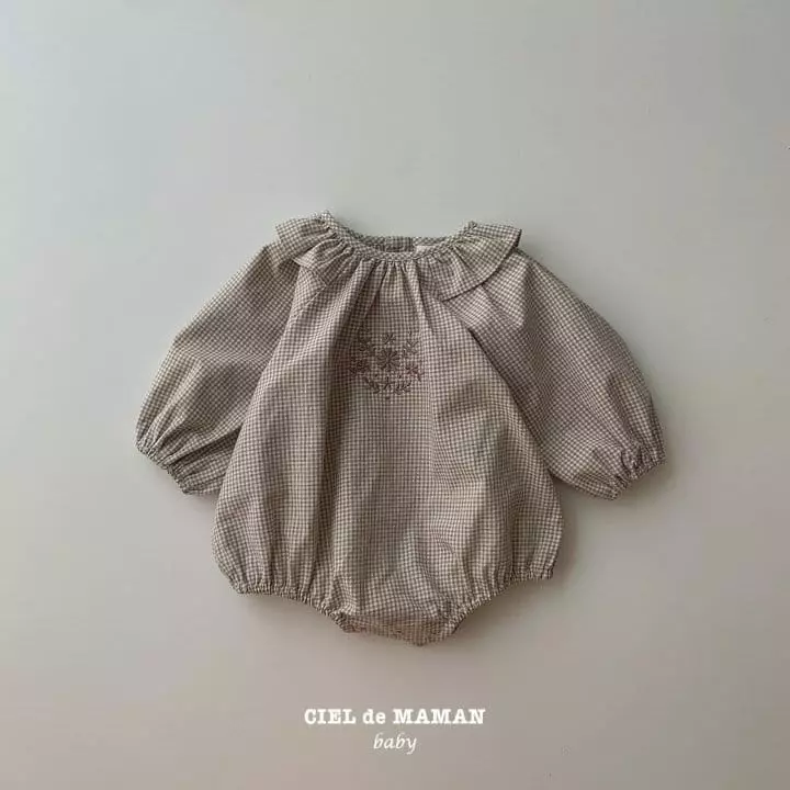 Ciel De Maman - Korean Baby Fashion - #babyoninstagram - Small Check Embroidery Bodysuit - 7