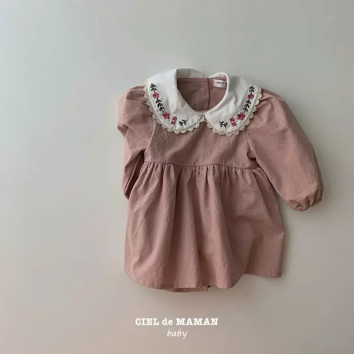 Ciel De Maman - Korean Baby Fashion - #babyoninstagram - Flower Embroidery Bodysuit - 6