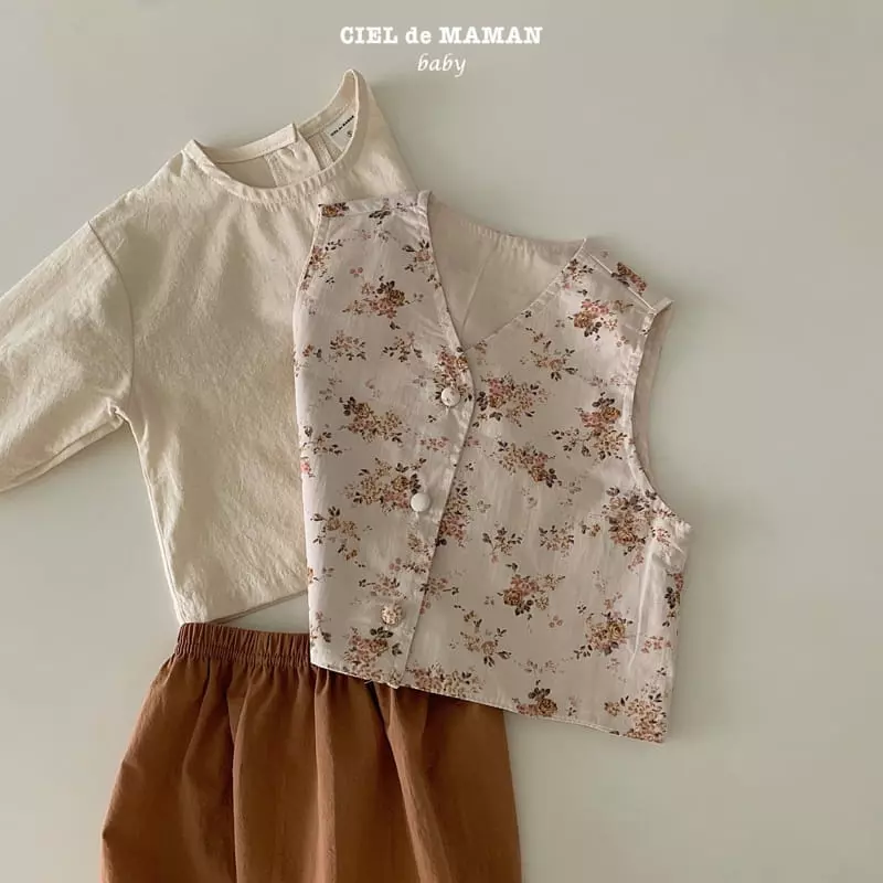 Ciel De Maman - Korean Baby Fashion - #babyootd - Flower Hanbok Bebe Boy Vest Blouse Pants Set - 6