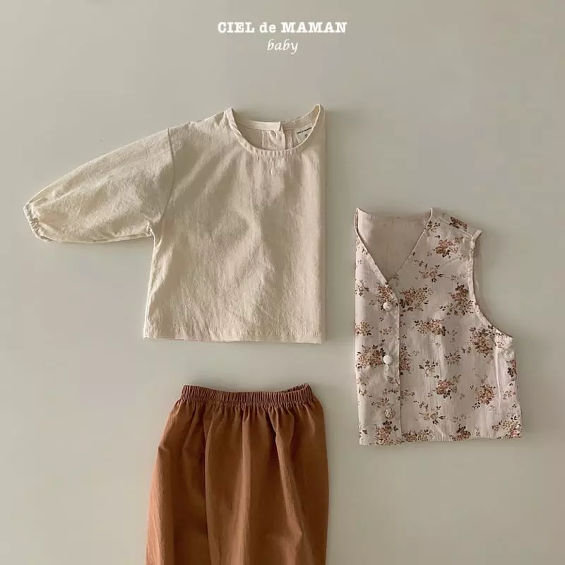 Ciel De Maman - Korean Baby Fashion - #babyootd - Flower Hanbok Bebe Girl Skirt Bodysuit Vest Bonnet Set - 5