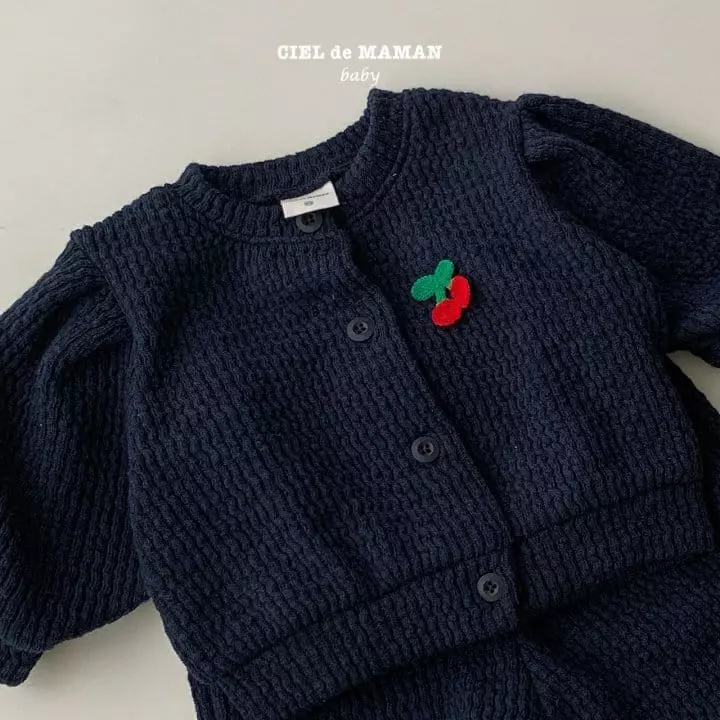Ciel De Maman - Korean Baby Fashion - #babyootd - Cherry Cardigan Top Bottom Set - 10