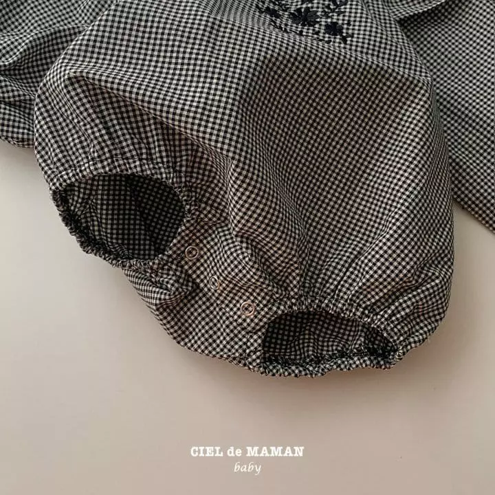 Ciel De Maman - Korean Baby Fashion - #babyootd - Small Check Embroidery Bodysuit - 8
