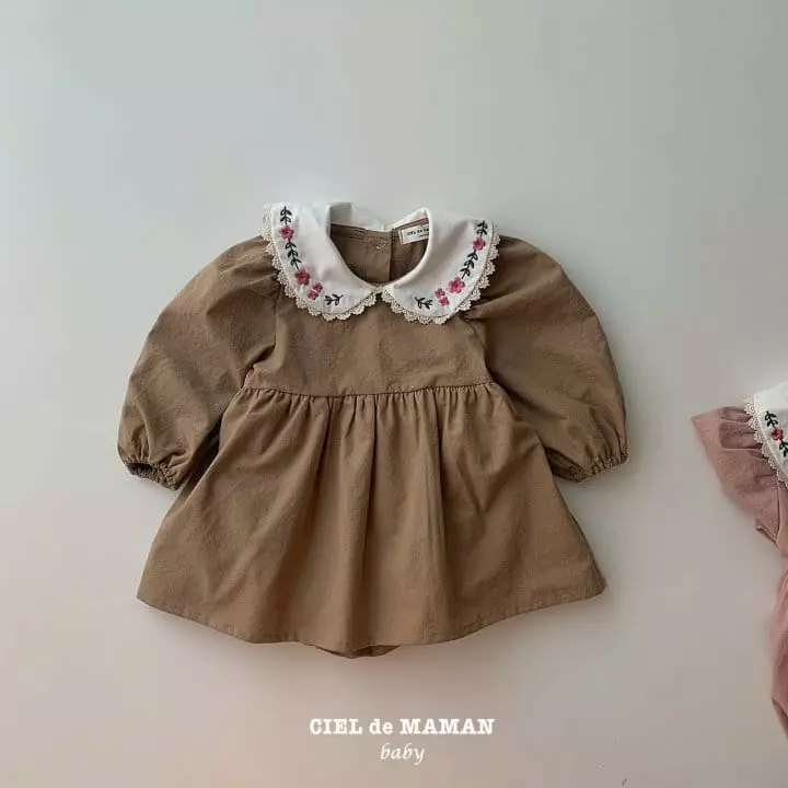 Ciel De Maman - Korean Baby Fashion - #babyootd - Flower Embroidery Bodysuit - 7