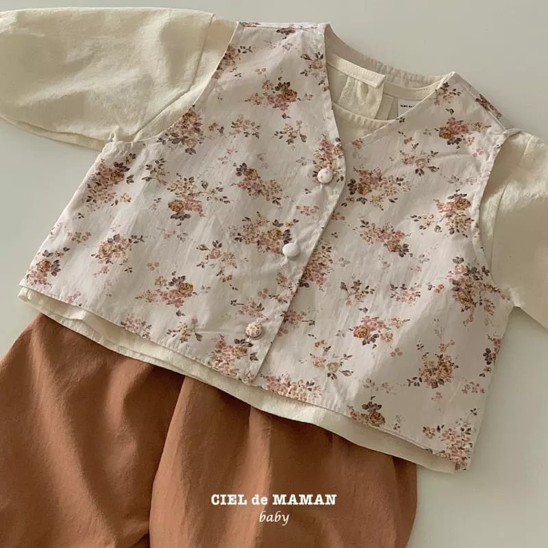 Ciel De Maman - Korean Baby Fashion - #babyoutfit - Flower Hanbok Bebe Girl Skirt Bodysuit Vest Bonnet Set - 7